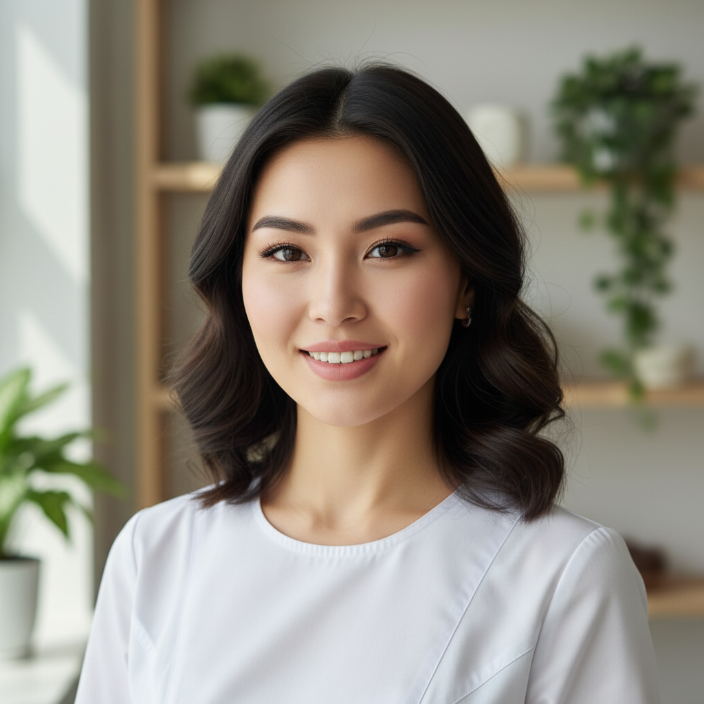 Kazakh female young professional portrait smiling